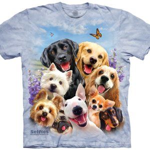 Dog Selfie Cute Puppies Lab Pug Rescue Animal Dogs Blue Mountain Shirt L-2X